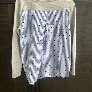Talbots Gray Shirt with Blue Accents